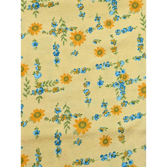 Vintage Yellow Cheery Floral Pattern One Way Stretch Cotton Knit T-Shirt Fabric - Picture 3 of 8